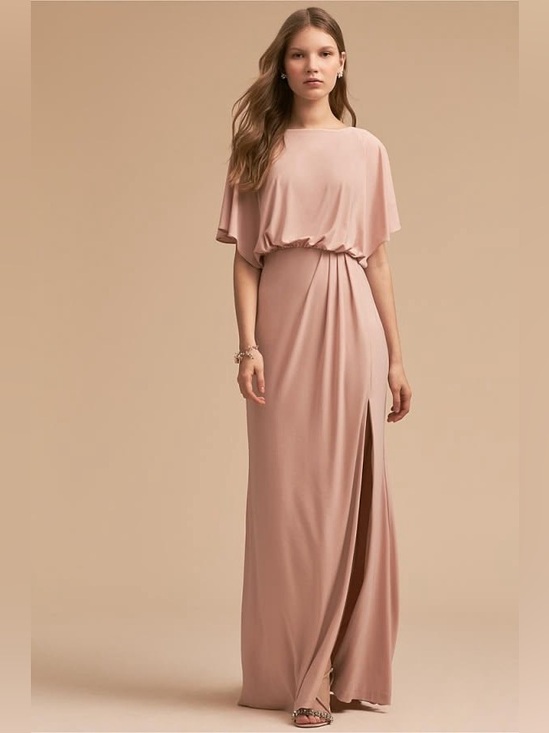 Anthropologie Dresses & Skirts - BHLDN Lena Flutter Sleeve Maxi Dress Sz 6 Blush Pink Floor-Length Evening Dress